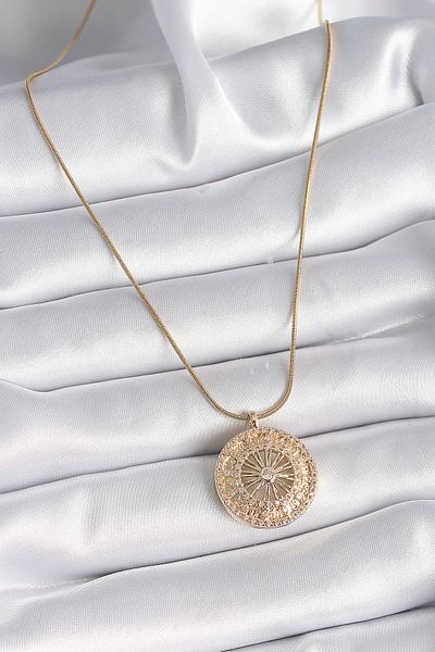 Skygo 316L Steel Gold Color Zircon Stone 12 Zodiac Sign Medallion Model Women's Necklace - Tj-Bko9542