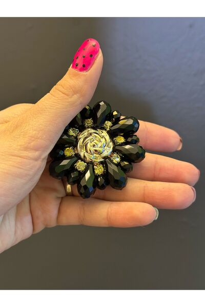 Gönülden Tasarım 6X6 Cm Siyah Cam Taşlı Arma Dikiş Aksesuarı