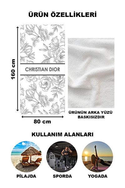 Doruklar Home Collection Πετσέτα θάλασσας με μοντέρνα σχέδια ψηφιακής εκτύπωσης 80x160 cm Lux71