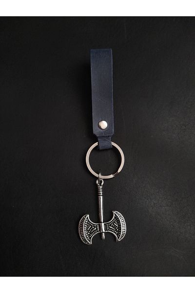 BSN Store Viking Nordic Real Leather Keyring with Double Ax Figure