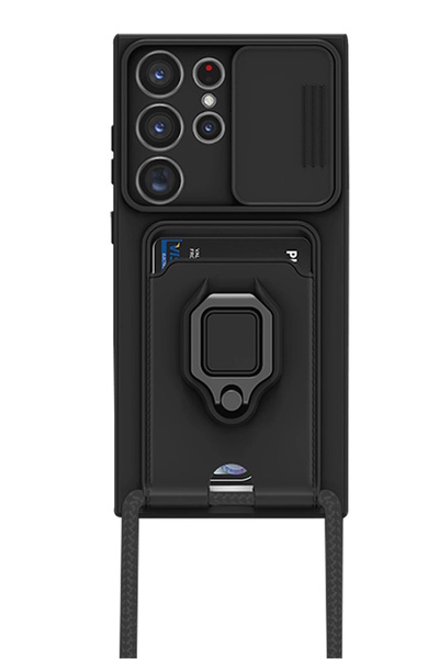 m.tk moveteck Samsung Galaxy S25 Ultra Kılıf Kamera Korumalı Sürgülü Yüzüklü Kartvizitli ip Askılı Zuma Silikon