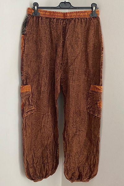 AYASOFYA OTANTIK Unisex Nepal Kahvenek Ethnic Casual Hippie Bohemian παντελόνι με ελαστική μέση και πόδια με τσέπες με φερμουάρ