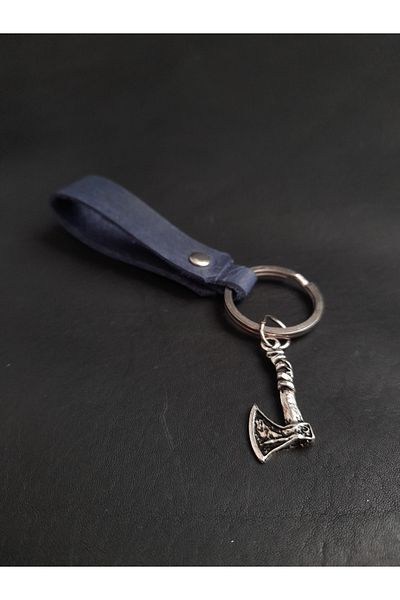 BSN Store Leather Keychain Real Leather Keychain with Nordic Axe Figure