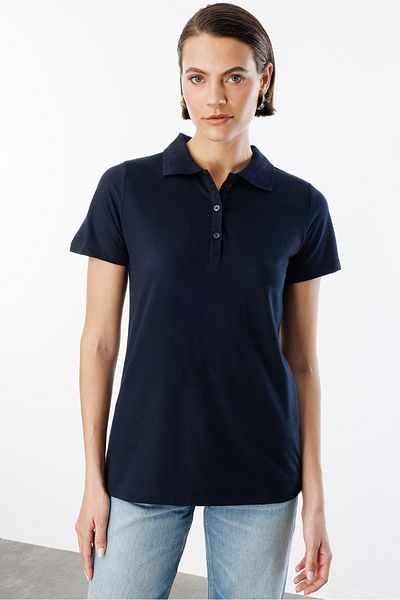 GENIUS STORE Women's Basic Polo Neck T-Shirt Women-Poloyaka