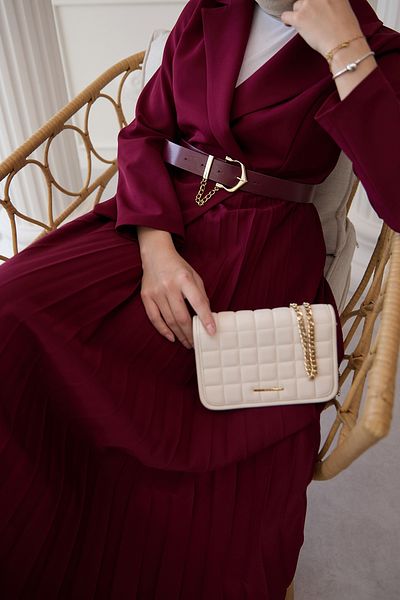 InStyle Rochie jachetă burgundă cu curea plisată
