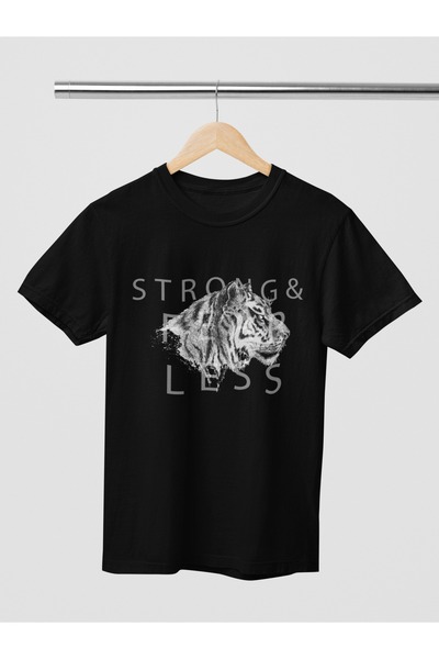 Butik TRIOCĂ CU MÂNĂ SCURTĂ CU GÂRĂ ROTUNDĂ IMPRIMATĂ CU TRANSFER STRONG TIGER PENTRU FEMEI/BĂRBAȚI, bumbac 100% BUC.