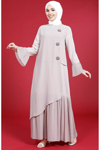 MODA Beyza çiçek detaylı eteği pliseli elbise