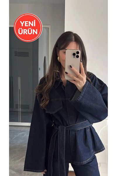 Perryes Jachetă de damă, albastru bleumarin, din denim