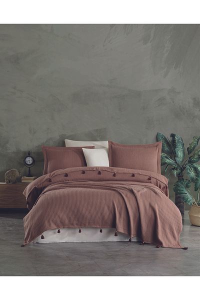 Marka Newhome Hair Braided 100% Cotton Luxury Pique Set Brown