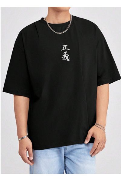 DEEPSENCE Ανδρικό μαύρο μπλουζάκι Oversize, Loose Cut και Βαμβακερό