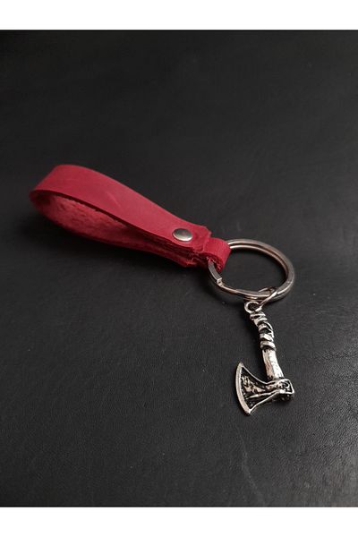 BSN Store Leather Keychain Real Leather Keychain with Nordic Axe Figure