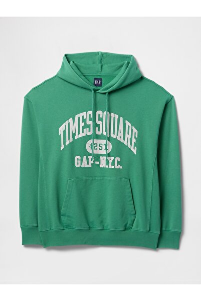 GAP Erkek Yeşil Gap Logo NYC Kapüşonlu Sweatshirt