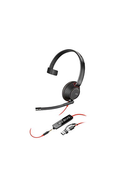 HP Casti mono HP Poly Blackwire 5210 Monaural, jack 3.5mm + adaptor USB-C/A (...