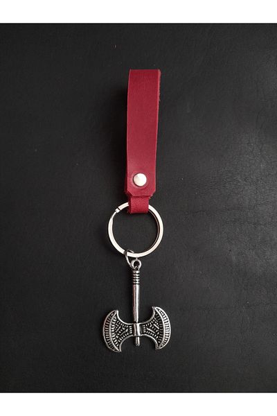 BSN Store Viking Nordic Real Leather Keyring with Double Ax Figure