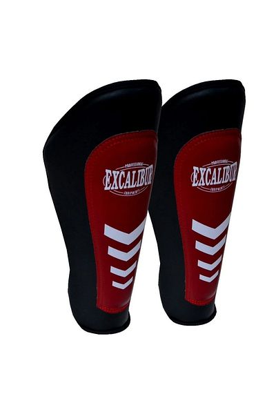 Excalibur Kick Boxing and Muay Thai Calf Protector Red Black Size L