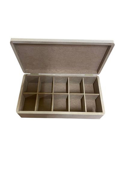 Store 10 Compartment Clock Box, Mdf Organization Box 34X18.5X8 Measure
