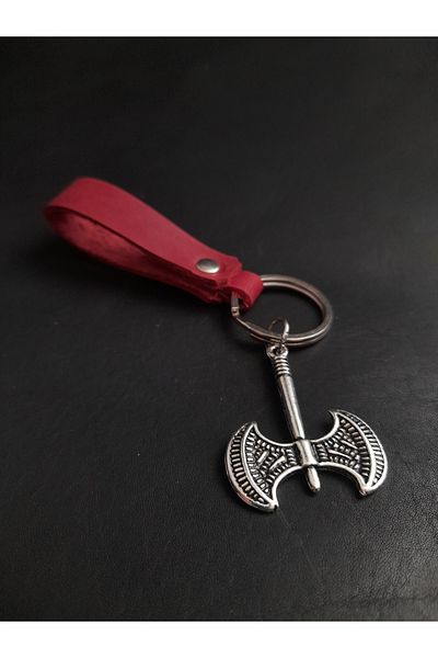 BSN Store Viking Nordic Real Leather Keyring with Double Ax Figure