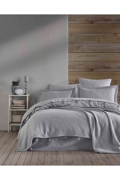 Marka Newhome Hair Braided 100% Cotton Luxury Pique Set Gray