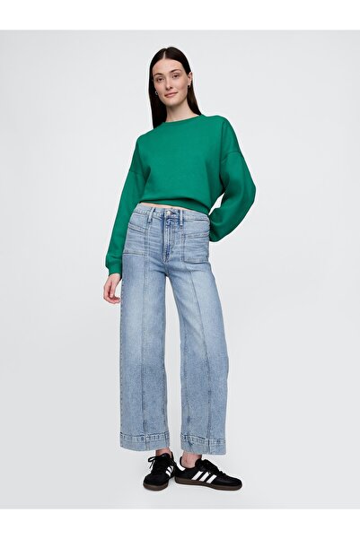 GAP Kadın Mavi High Rise Wide-Leg Jean Pantolon