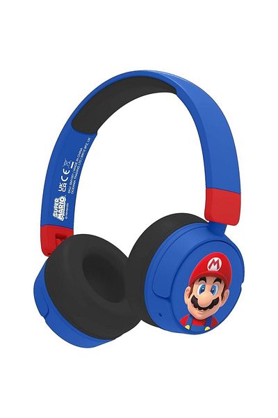 OTL Casti Gaming OTL Super Mario, Pentru copii, Cu fir si Bluetooth (Albastru/Rosu)