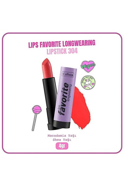 Callista Lips Favorite Long Section Head Makeup Laces 304 Tangerino Pink