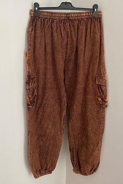 AYASOFYA OTANTIK Unisex Nepalese Cinnamon Ethnic Waist Cargo Pocket Loose Trousers
