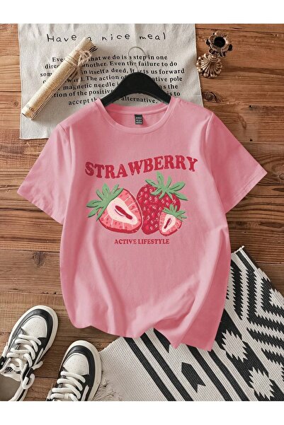 OVER HEAD Ženska jagoda Štampano Oversize kroj T-shirt