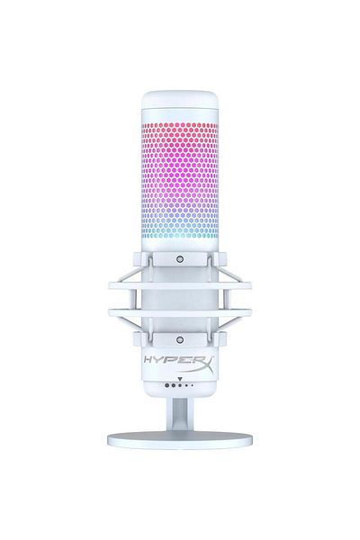 HyperX Microfon HyperX QuadCast S, Alb, moduri Stereo, Omnidirectional, Cardioid, Bidiectional