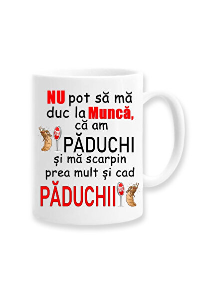 OEM Cană albă personalizată „Nu pot merge la serviciu pentru că am păduchi”, ...