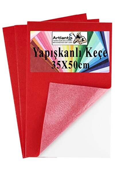 Artlantis Kırmızı Yapışkanlı Keçe 35x50 cm 3 Adet 2.0 mm Kendinden Yapışkanlı...