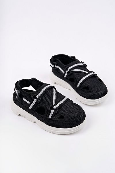 McDark Children's Black Mesh Velvet Sandals