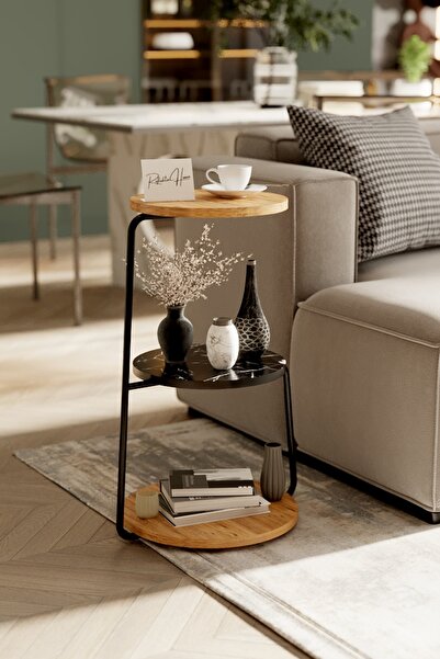 reflekta 3 Katlı Dekoratif Metal Yan Sehpa Raflı Sehpa