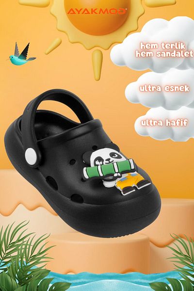 AYAKMOD Black Children's Sandal - Slippers and Yumurcak F Models