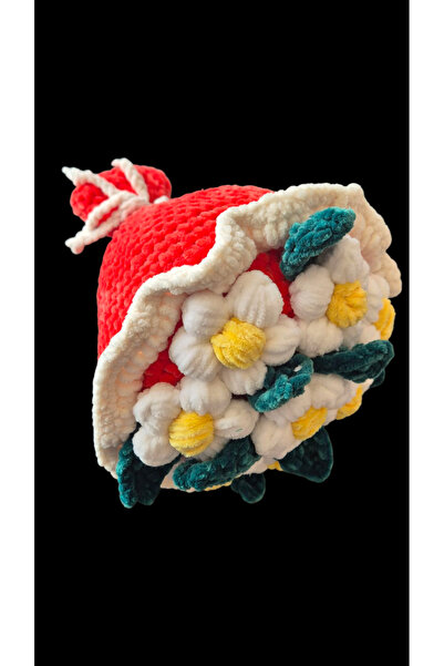 EL YAPIMI Örme Cicek Buketi Papatya Demeti Kucak Dolusu Sevgi Buketi Anneler Gunu Hediyesi 35 Cm