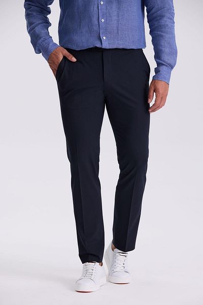 Jakamen Παντελόνι από εύκαμπτο ύφασμα Navy Blue Comfort Fit Bamboo Blend Άνετο κομμένο