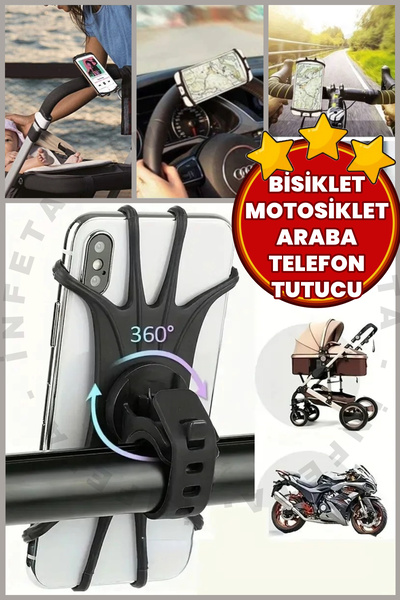 İnfeta Ayarlanabilir Bisiklet Motorsiklet Silikon Telefon Tutucu