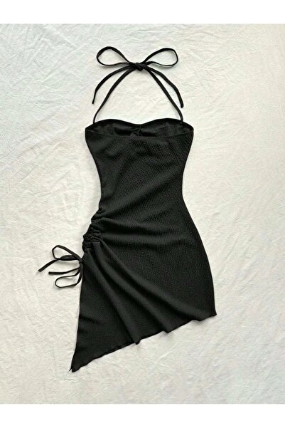 WAY OF LOVE BOYUNDAN BAĞLAMALI BÜRÜMCÜK KUMAŞ PLAJ ELBİSESİ