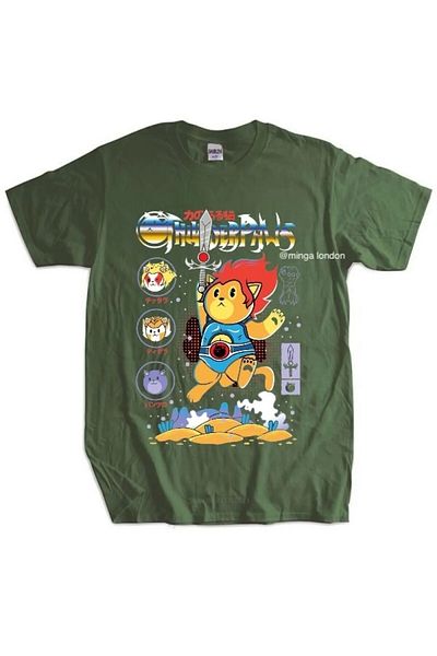 weywot Warrior Cat Khaki Color Front Printed Oversize T-Shirt