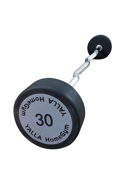YALLA HomeGym 30KG Curl EZ Fixed Weighted Commercial Olympic Barbell, Chrome-Plated Steel Structure