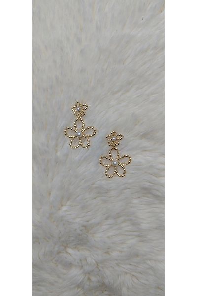 Anziano bijuteri Pearl Daisy Dangle Stylish Design Earrings Stainless Steel