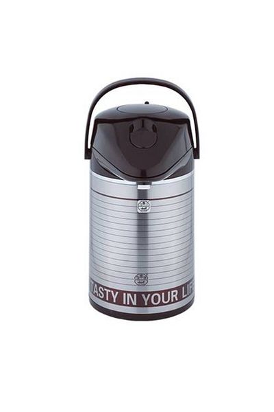 NO NAME Saif Elegant Tea and Coffee Thermos Refrigerator, 3 Liter Pressure, Silver Black Color, Distinctive Design