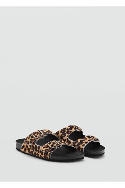 Mango Teen Animal Print Leather Sandals