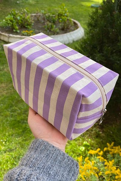 synee Line Patterned Makeup Bag