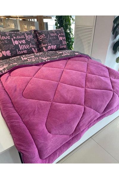 GALAWARRA Welsoft Cotton Double Sided Double Duvet + 2 Pillowcase Set