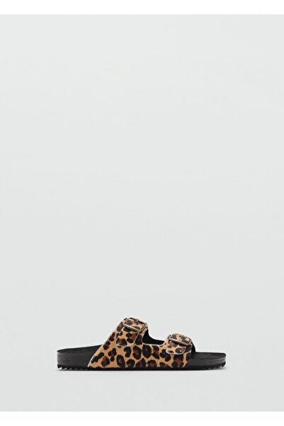 Mango Teen Animal Print Leather Sandals