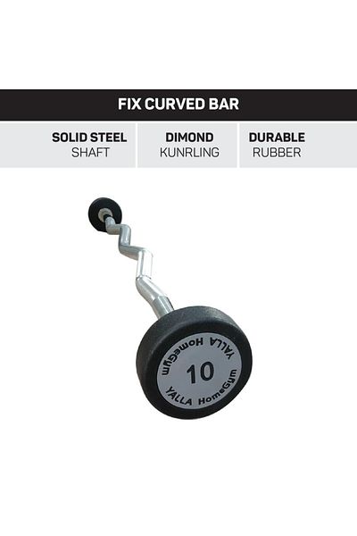 YALLA HomeGym 15KG Curl EZ Fixed Weighted Commercial Olympic Barbell, Chrome-Plated Steel Structure