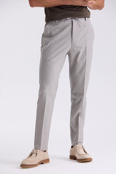 Jakamen Stone Comfort Fit Elastic Waist Woolen Fabric Trousers