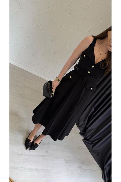 elif teke Dark Gray Belted Dress
