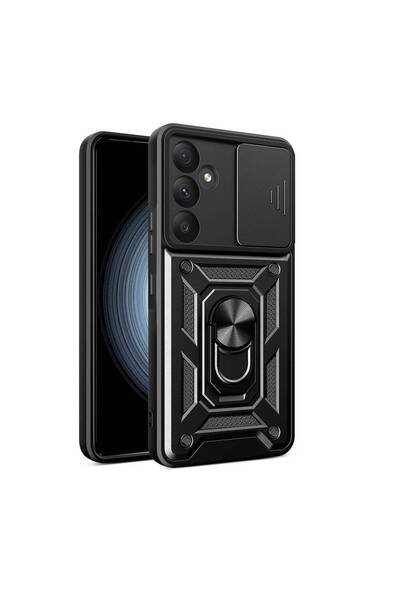 VARDAR AKSESUAR Galaxy A35 Case Magnetic Stand Camera Protection Vrdr Sliding Vega Cover - Black