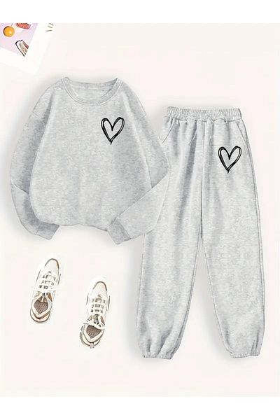 Minikelya Women's Casual Geometric Print Sweatshirt & Joggers Set